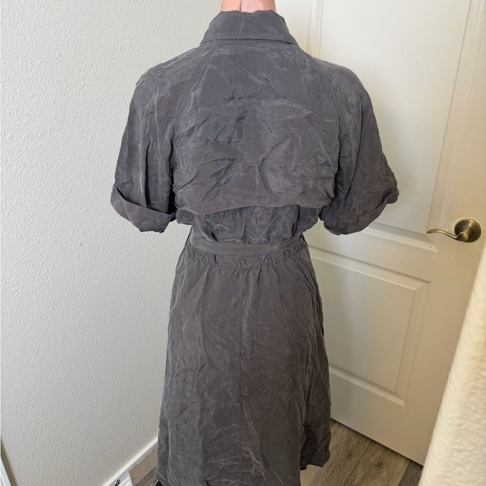 Club Monaco Satin 100% Cupro Trench Midi Dress Sz 6 - Picture 4 of 6